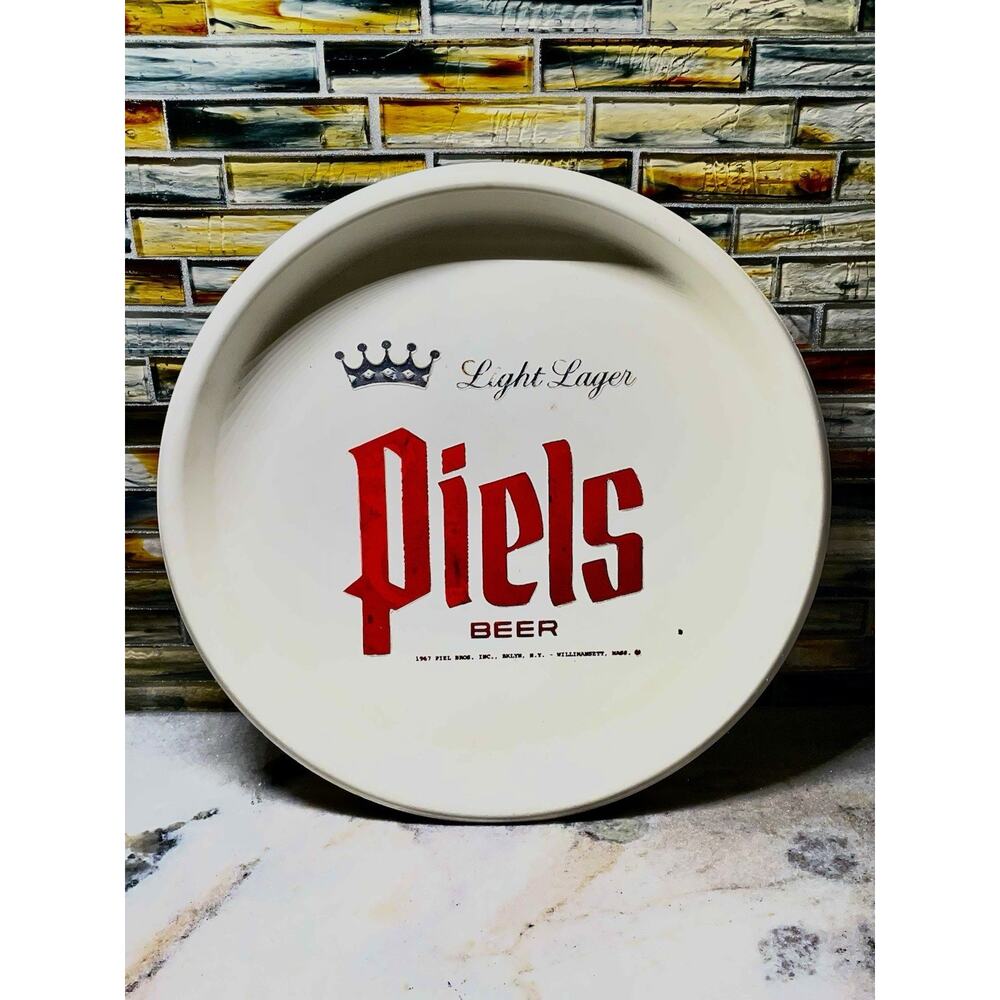 Piels Beer Light Lager Plastic Serving Tray 1967 Piel Bros Inc Vintage 13”